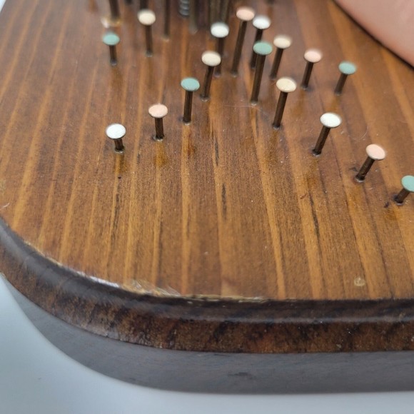 Vintage 70's Retro Hammered Nail Art Wooden Plaque Floral Bouquet Wall Decor 3D - Picture 5 of 6